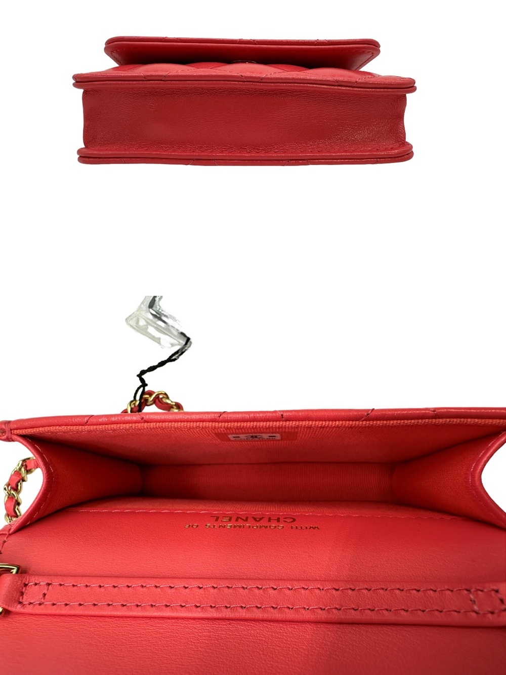 CHANEL Red Pink Quilted Mini Gold Chain Crossbody - Picture 3 of 15
